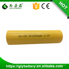 Precio de fábrica del OEM NI-CD SC 1300MAH 2.4V batería recargable para Flashligh